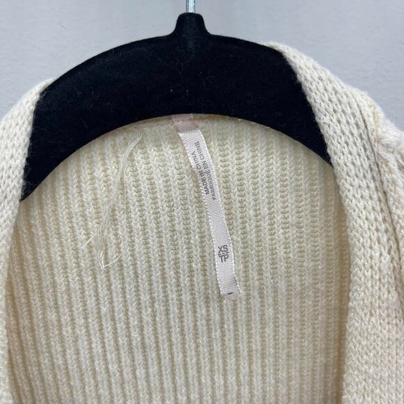 Free People Irreplaceable Cardigan Sweater Womens XS Ivory Long Single Button - Picture 5 of 9